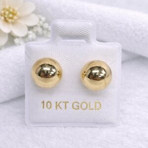 Large Polished Ball Stud Earrings 10K Solid Gold - 9mm
